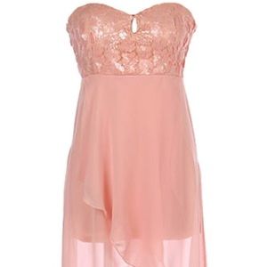 NWOT Hi low sheer pink dress